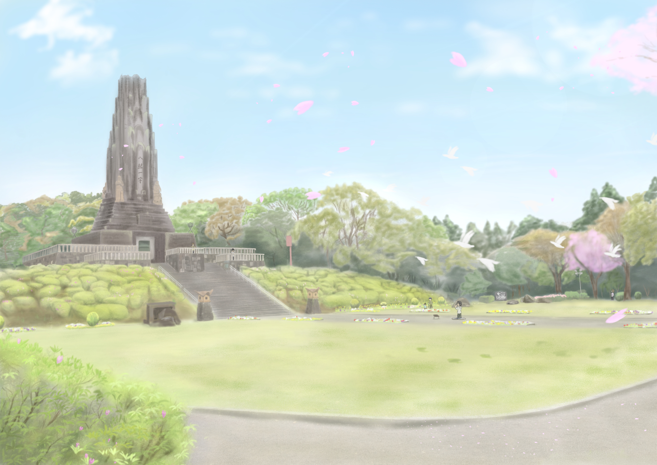 平和の塔の絵を描きました 宮崎県宮崎市 19年春の絵 ボートで釣りがしたい In宮崎 イラストブログ