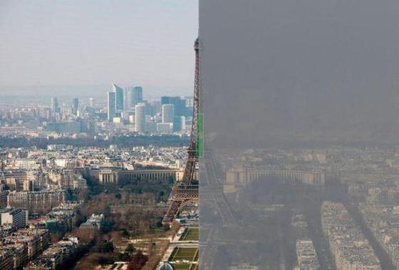 かすむエッフェル塔…パリで大気汚染が深刻化