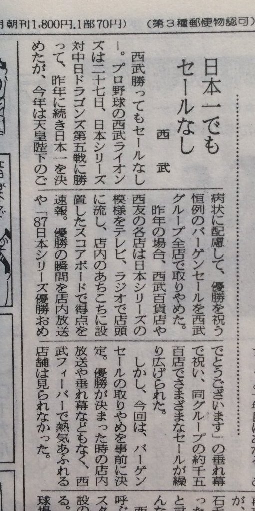 1988福井新聞　優勝セールなし