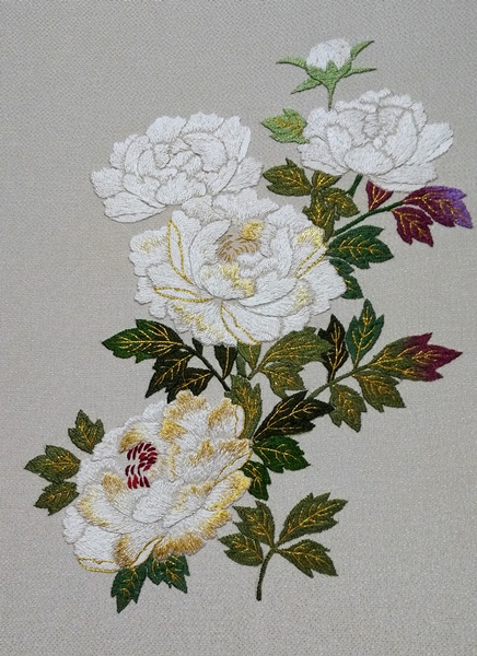 牡丹の花の刺繍 - 日本刺繍 nuinui のブログ