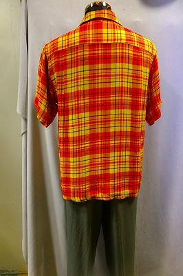 SAMANTHA’S VINTAGE 1930's ～ 1950's 40s 超ロングポイント 半袖シャツ 鮮やかチェックシャツ